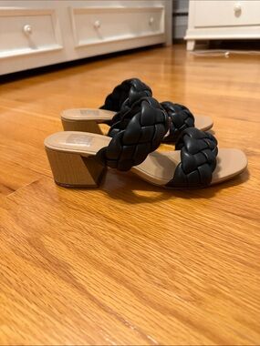 Dolce Vita Black Braided Double-Band Leather Mules